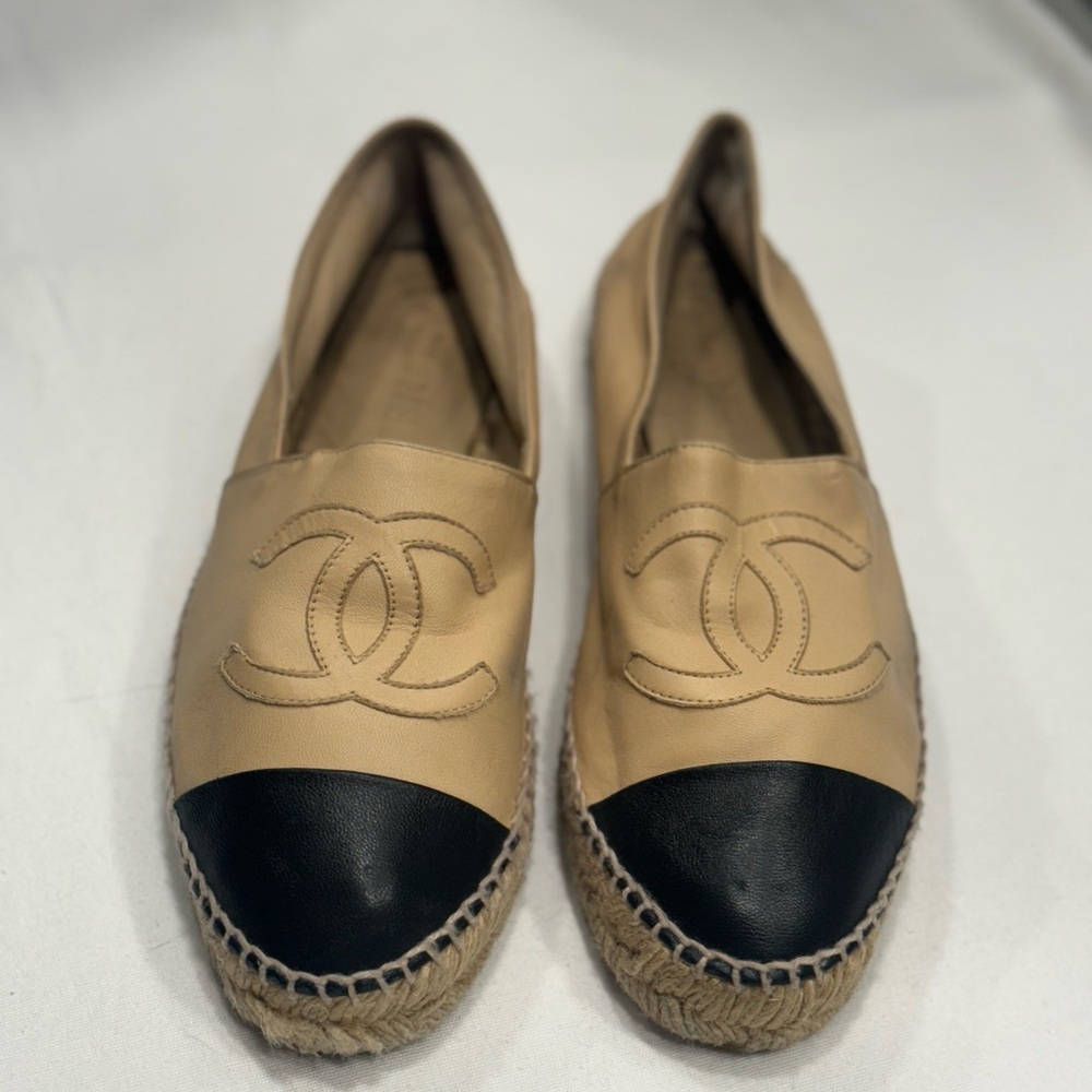 Chanel Tan Lambskin Espadrilles 39